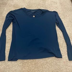 Navy open back long sleeve shirt